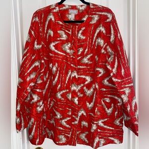Chico's Vibrant Red and Cream‎ Jacket